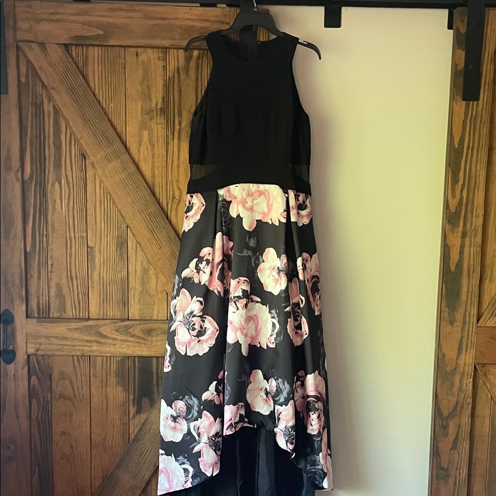 Floral Black and Pink Sleeveless Dress